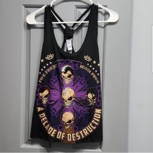 NWOT 5FDP Five Finger Death Punch Skull Heads Knuckles Stars Tank Top Purple